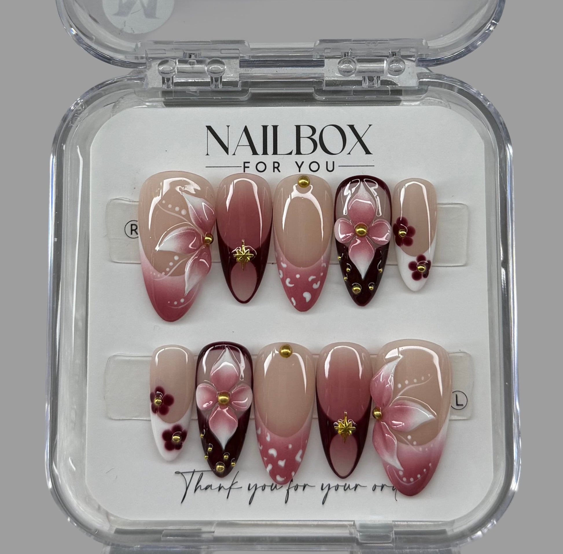 Nail art set in a clear box
